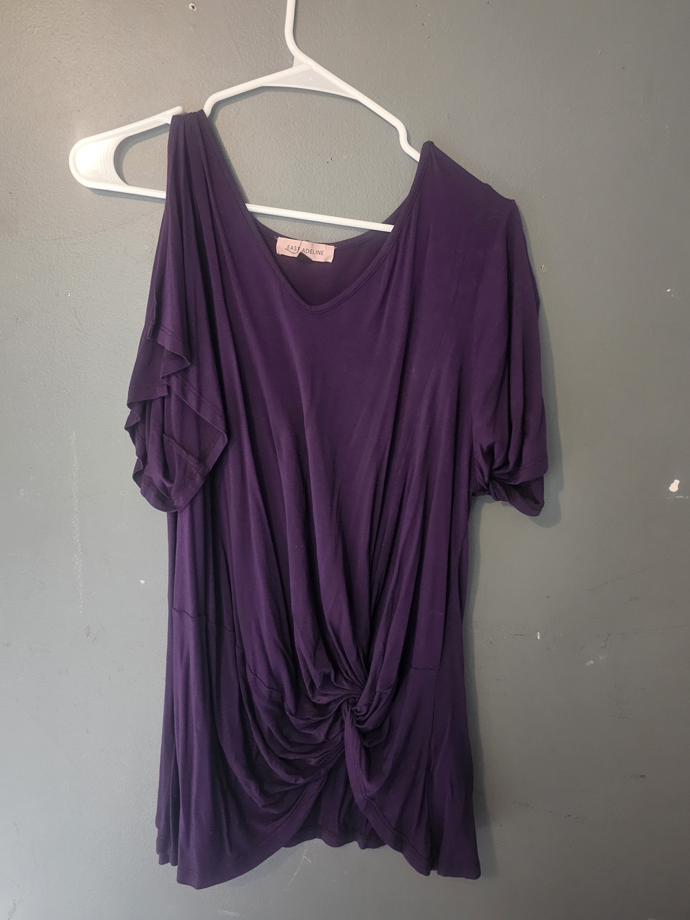 Asymmetrical Knot-Front Tunic in Deep Purple